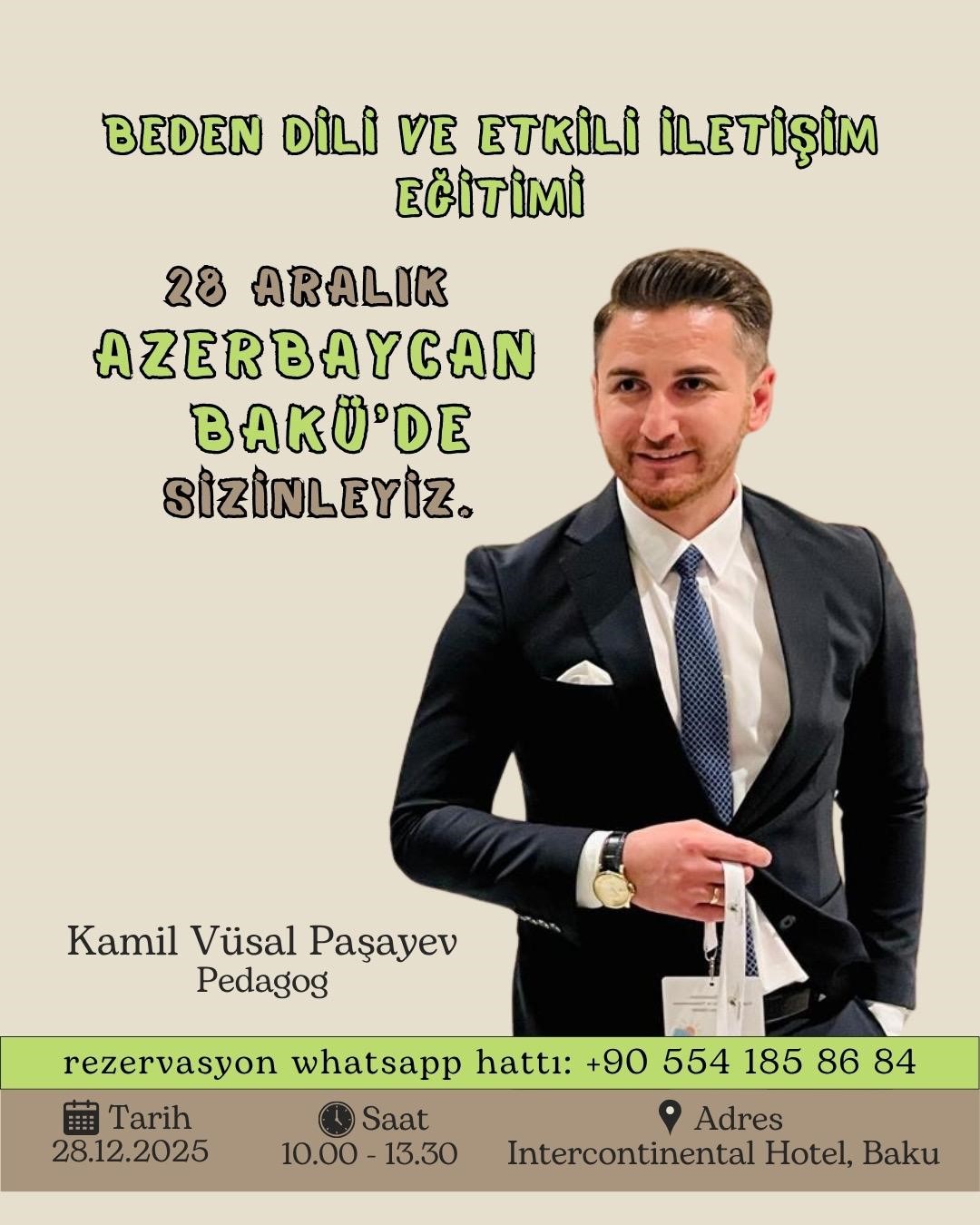 Eğitim Bilimci Paşayev, Azerbaycan&rsquo;da kariyer fırsatlarını keşfetme y&ouml;ntemlerini anlatacak
