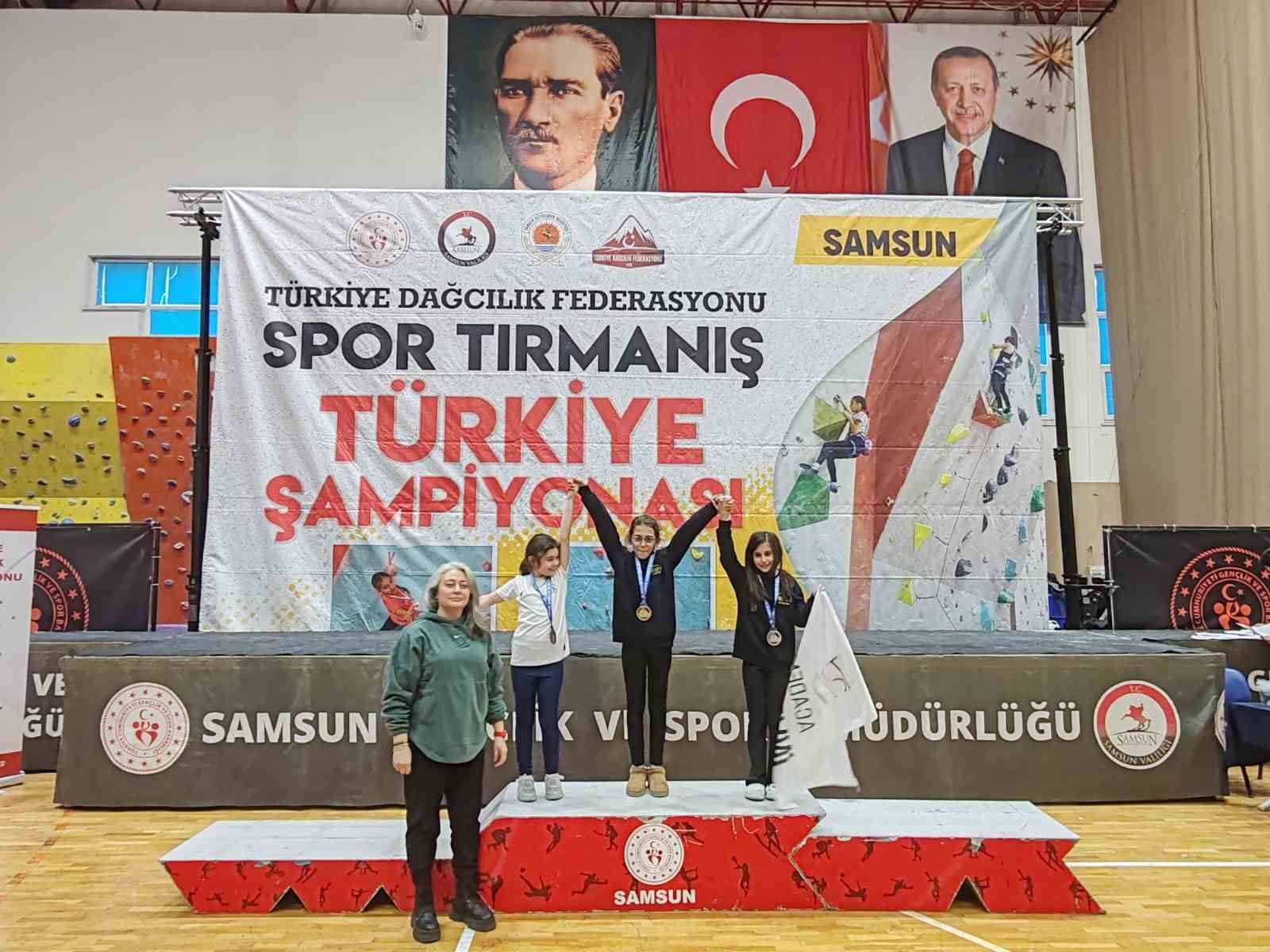 Minik sporcular şampiyonluk i&ccedil;in tırmandı
