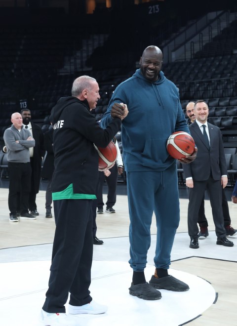 Cumhurbaşkanı Erdoğan, Shaquille O'Neal ile bir araya geldi