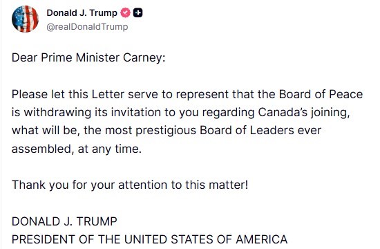 Trump, Kanada Başbakanı Carney&rsquo;e yaptığı Gazze Barış Kurulu&rsquo;na katılım davetini geri &ccedil;ekti