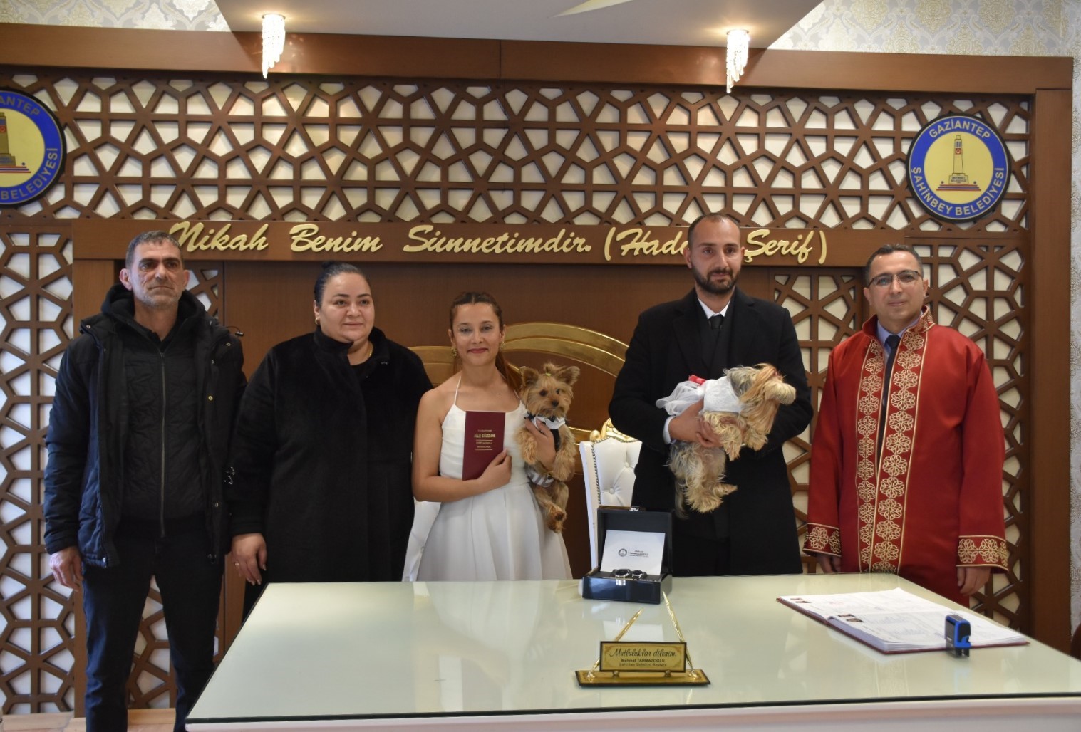 Köpekleriyle birlikte mutluluğa "evet" dediler