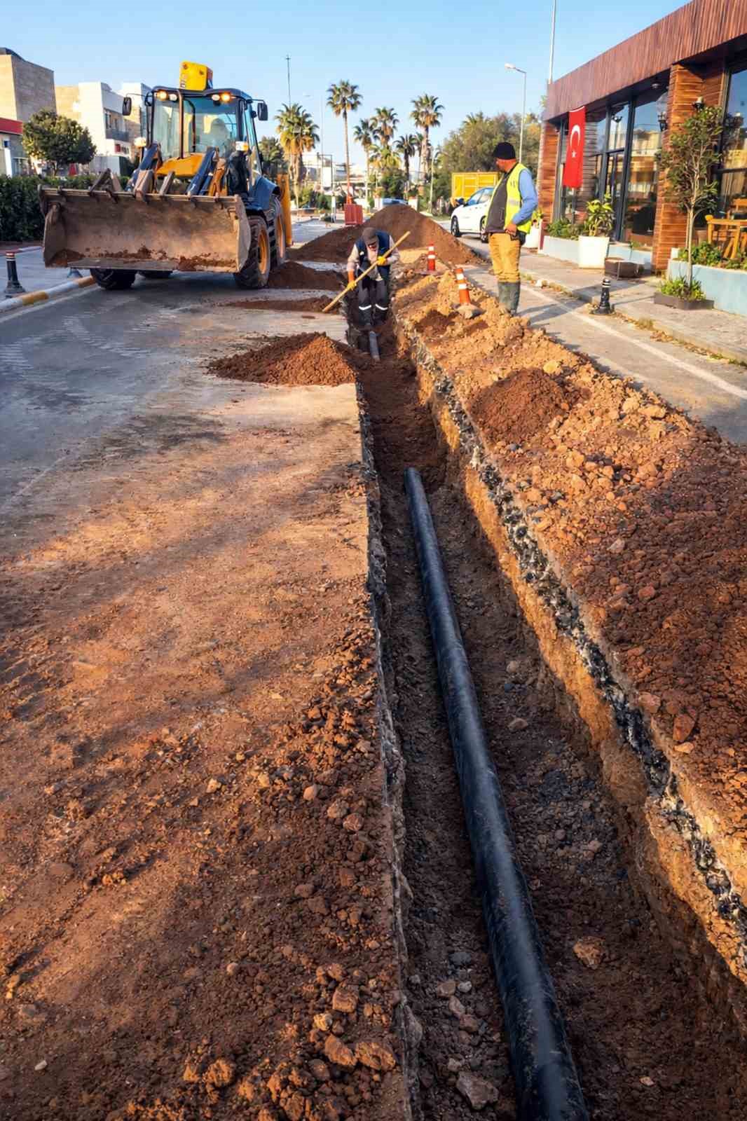 MUSKİ&rsquo;den Bodrum Yalıkavak&rsquo;ta i&ccedil;me suyu hat yenileme &ccedil;alışması
