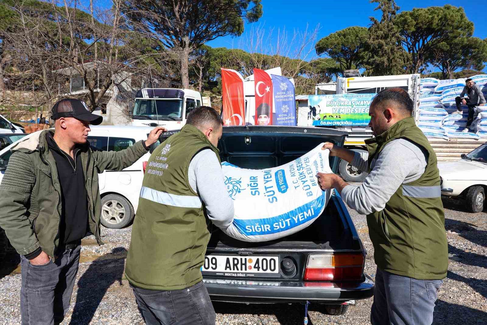 B&uuml;y&uuml;kşehir&rsquo;in &uuml;reticilere yem desteği devam ediyor

