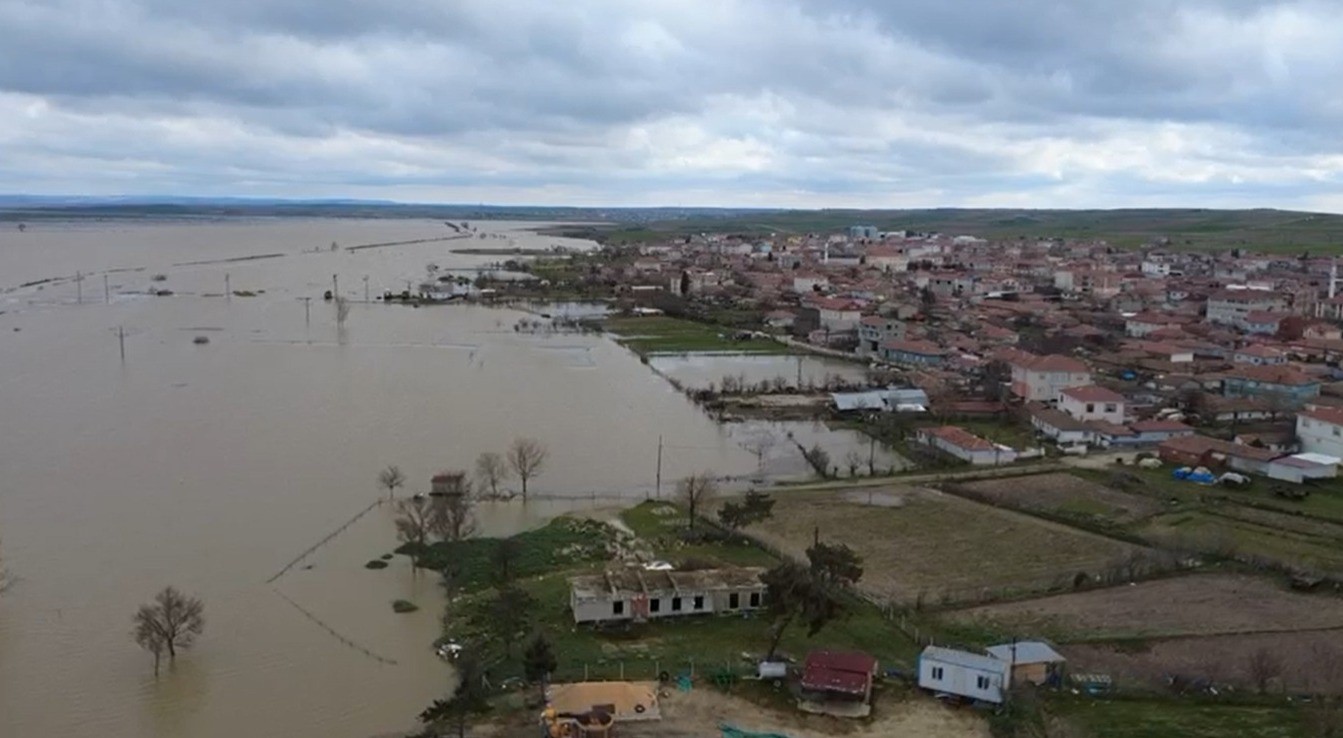 Edirne’de taşkının izleri havadan görüntülendi