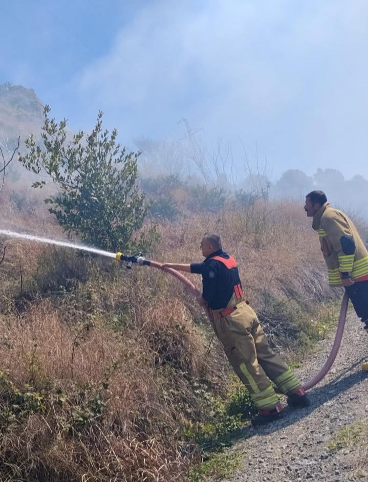 Defne’de çıkan bahçe yangınından alevler yükseldi