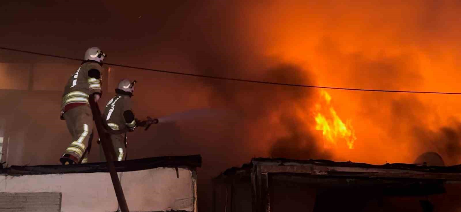 Alevlerin geceyi aydınlattığı yangında ev ve otomobil küle döndü