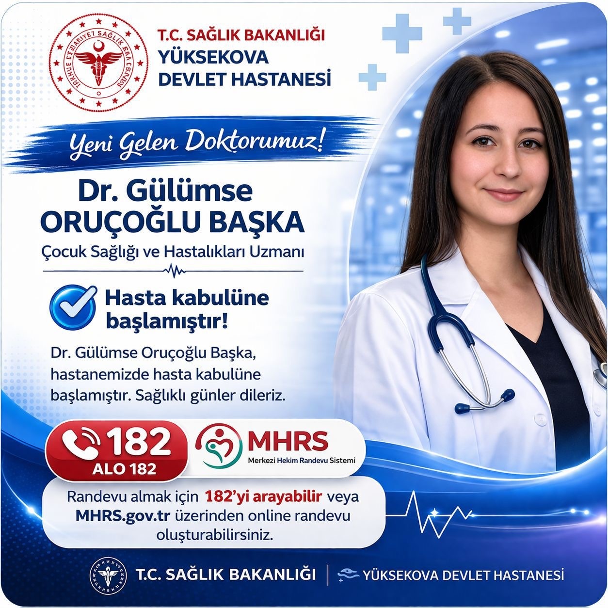 Y&uuml;ksekova Devlet Hastanesine 10 uzman hekim atandı
