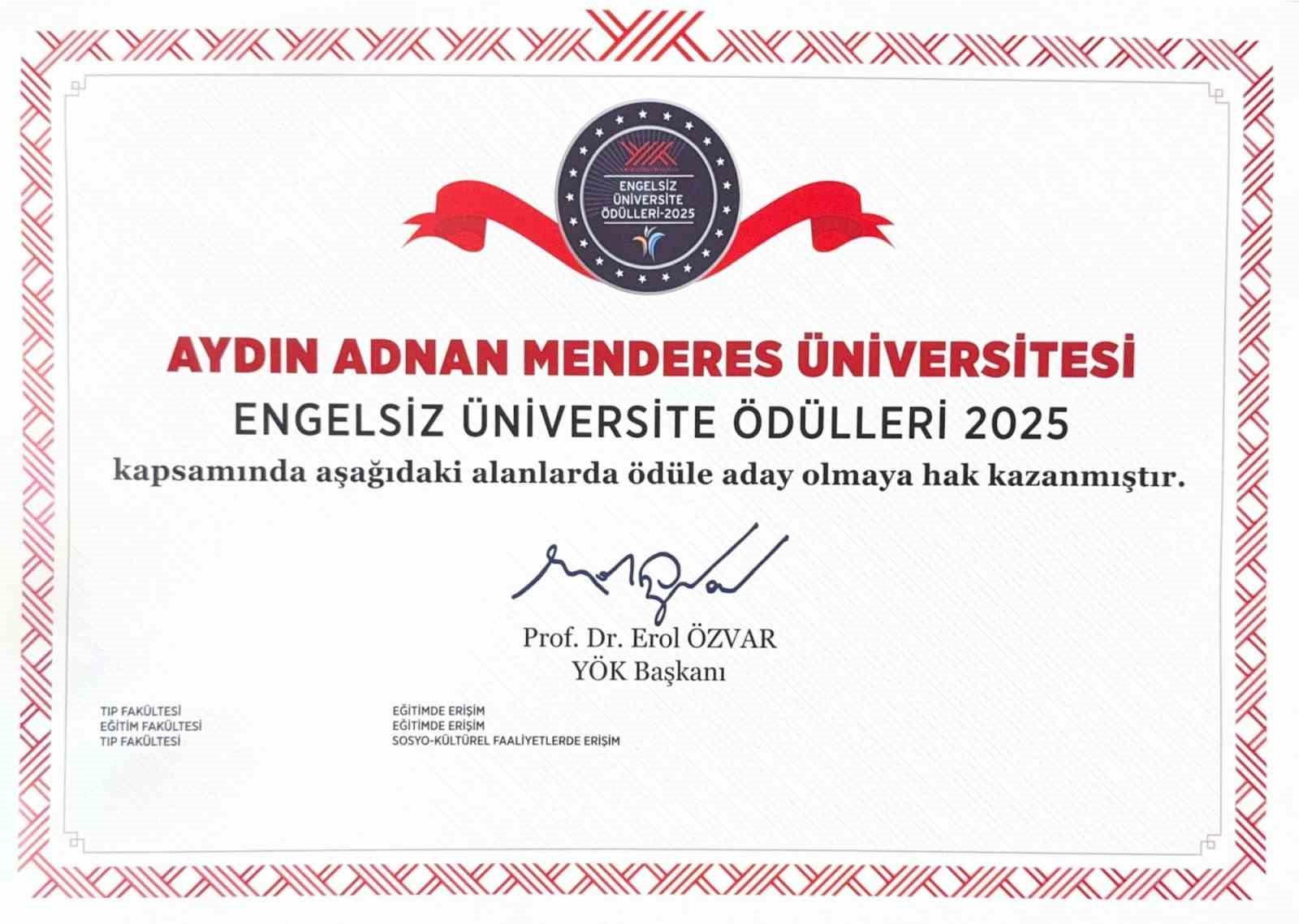 AD&Uuml; &rsquo;Engelsiz &Uuml;niversite &Ouml;d&uuml;lleri 2025&rsquo;e aday g&ouml;sterildi
