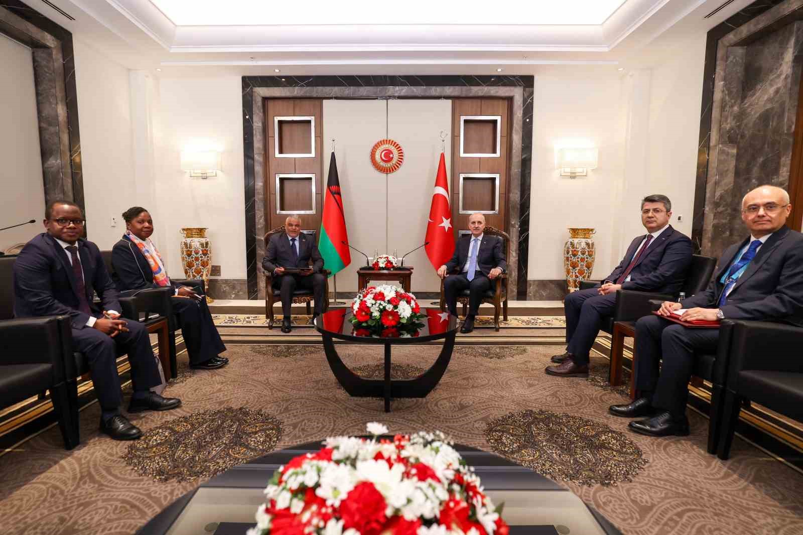 TBMM Başkanı Kurtulmuş, Malavi Ulusal Meclisi Başkanı Suleman ile g&ouml;r&uuml;şt&uuml;
