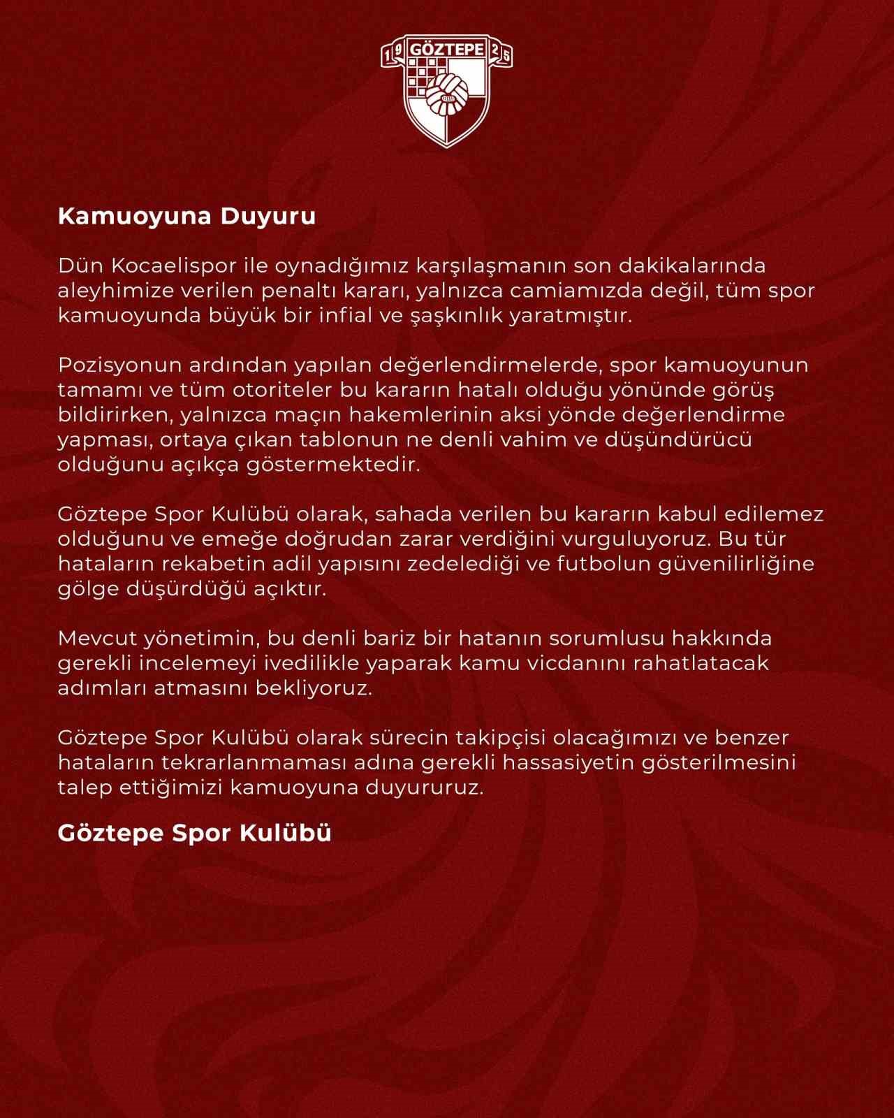 G&ouml;ztepe&rsquo;den hakem tepkisi
