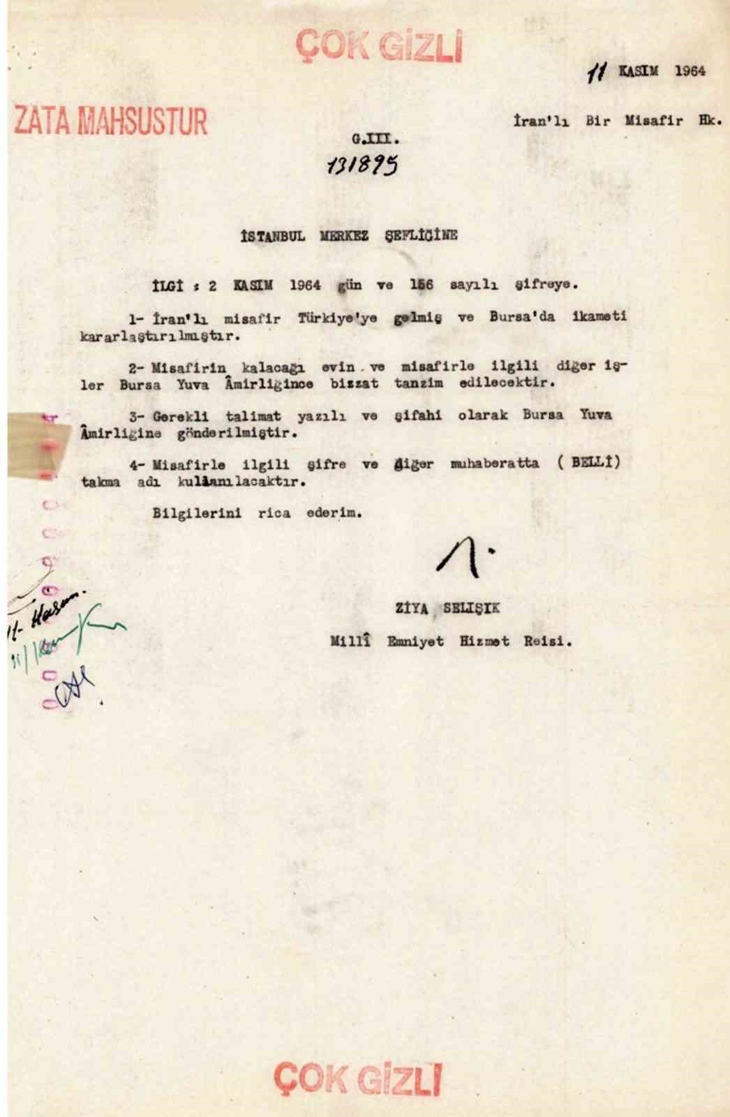 İran lideri Humeyni&rsquo;nin T&uuml;rkiye&rsquo;deki ilk g&uuml;nleri MİT raporlarında
