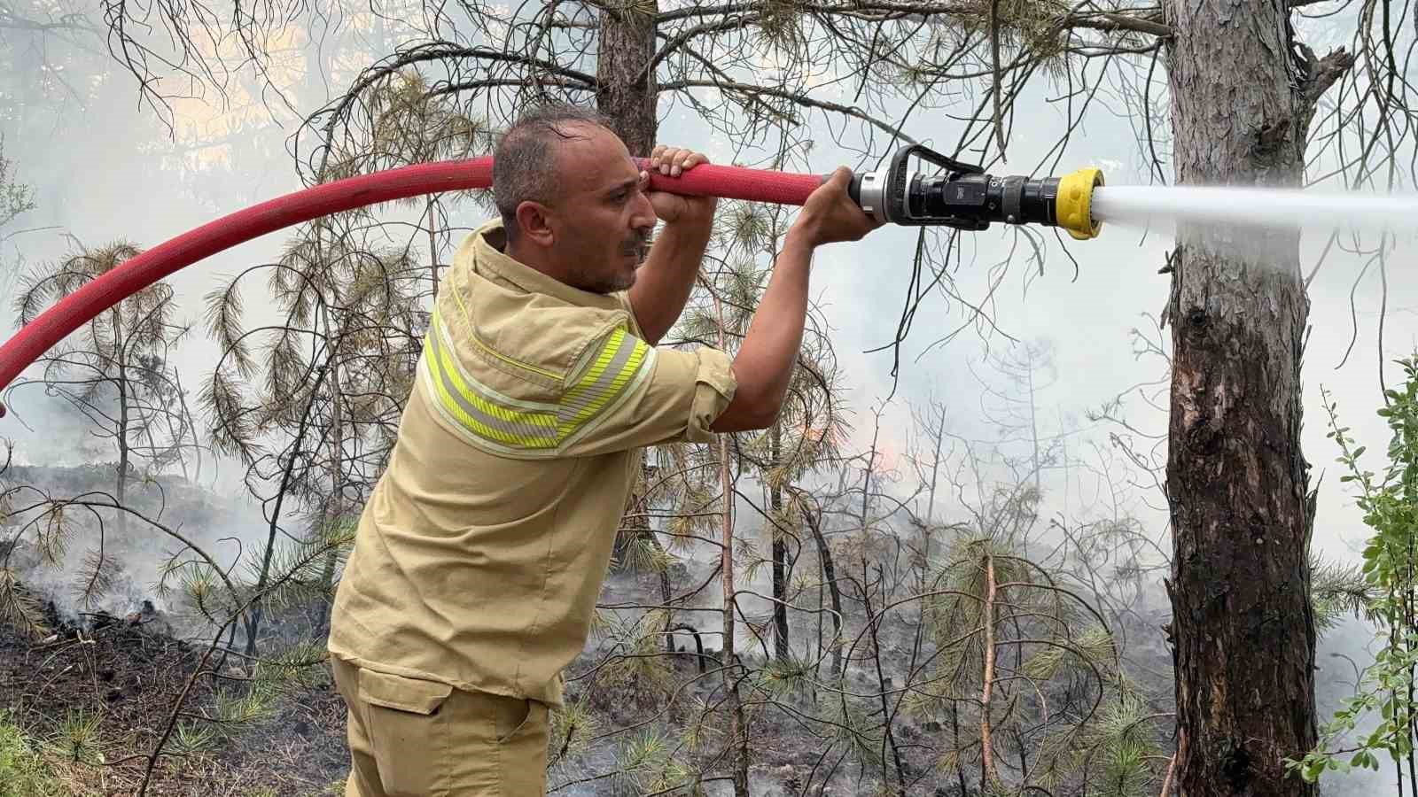 Kütahya’da ormanlık alanda çıkan yangın helikopter desteği ile söndürüldü