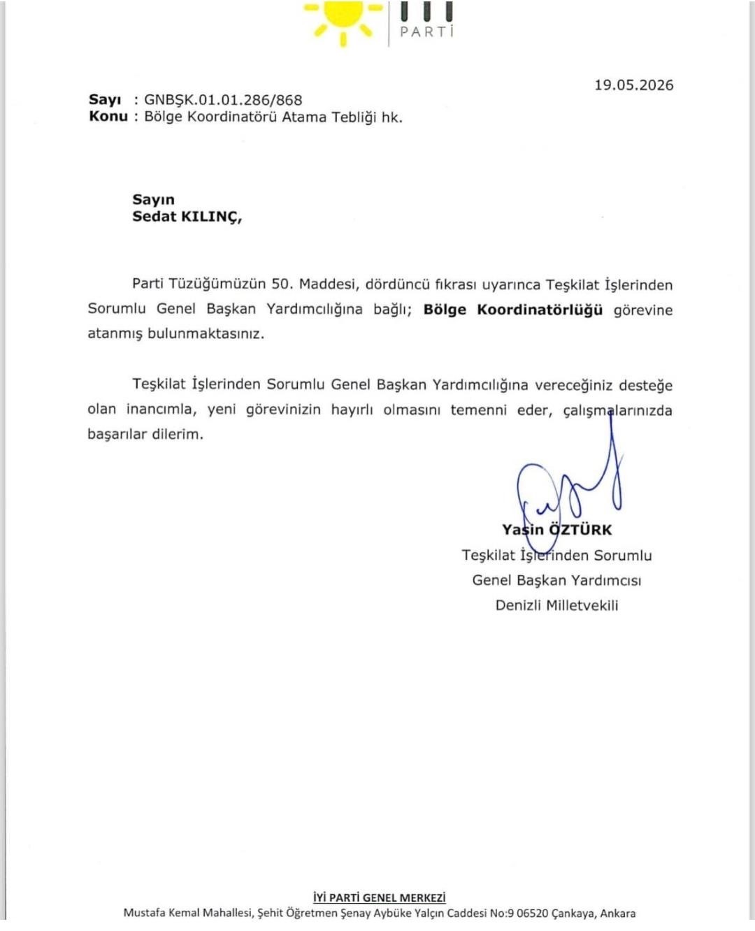 Sedat Kılınç’a önemli görev