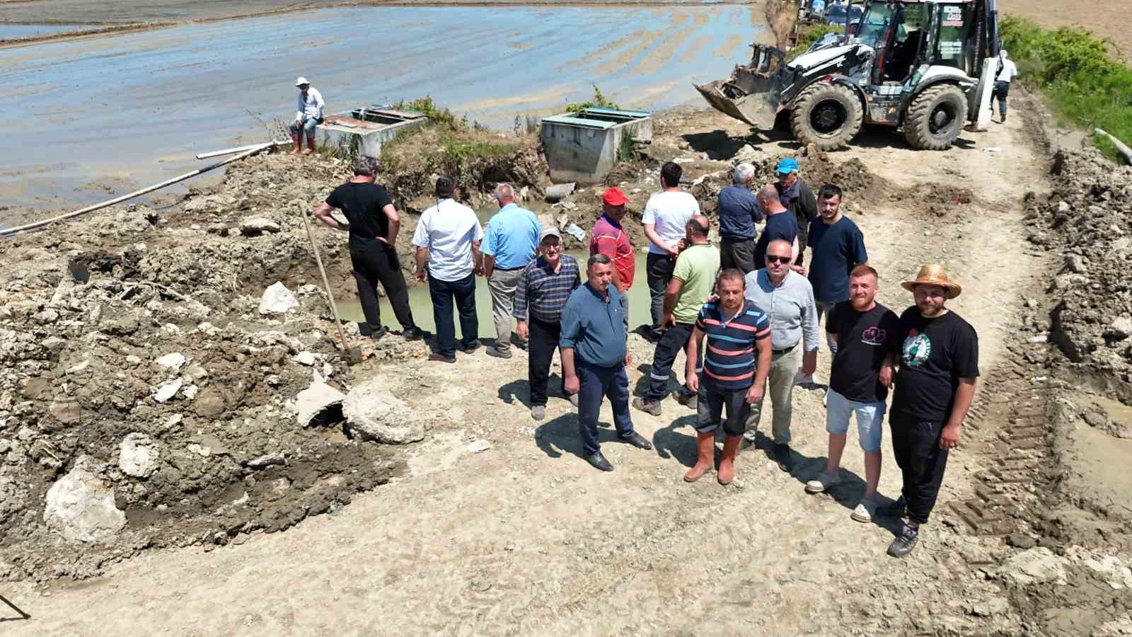 Sinop’ta sulama hattı patladı, çeltik üreticisi tepki gösterdi