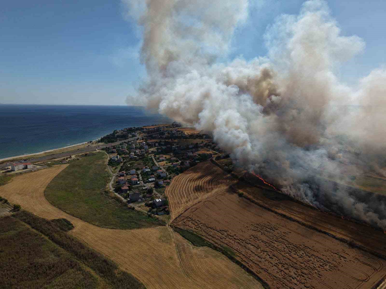 Tekirdağ&rsquo;da buğday tarlalarına sı&ccedil;rayan yangında 300 d&ouml;n&uuml;m alan k&uuml;l oldu