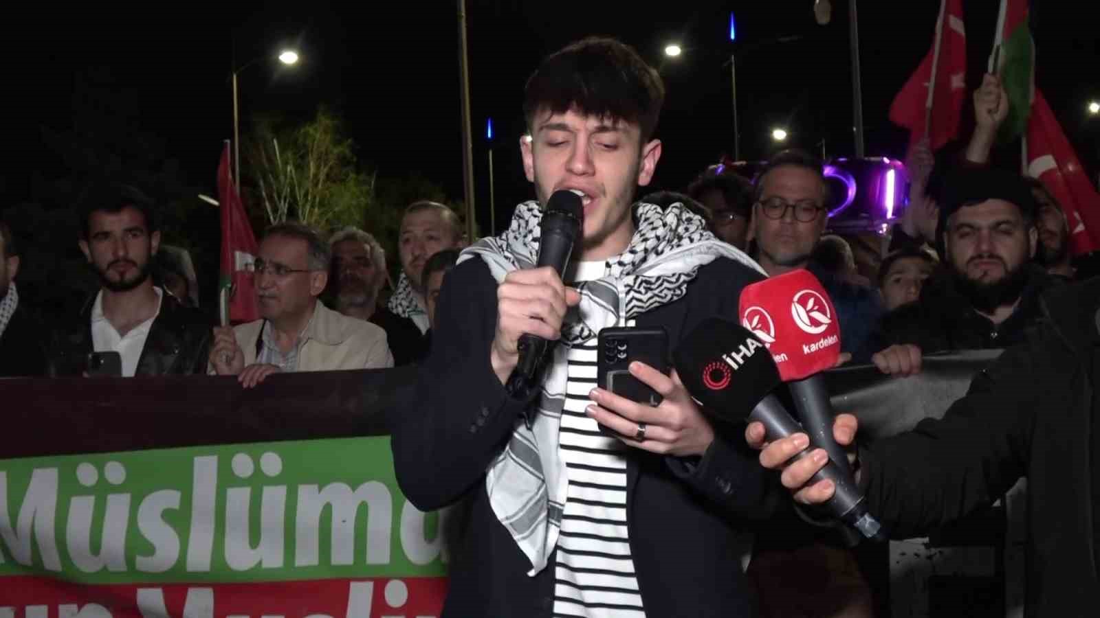 Erzurum’da Filistin’e destek için konvoy yapıldı