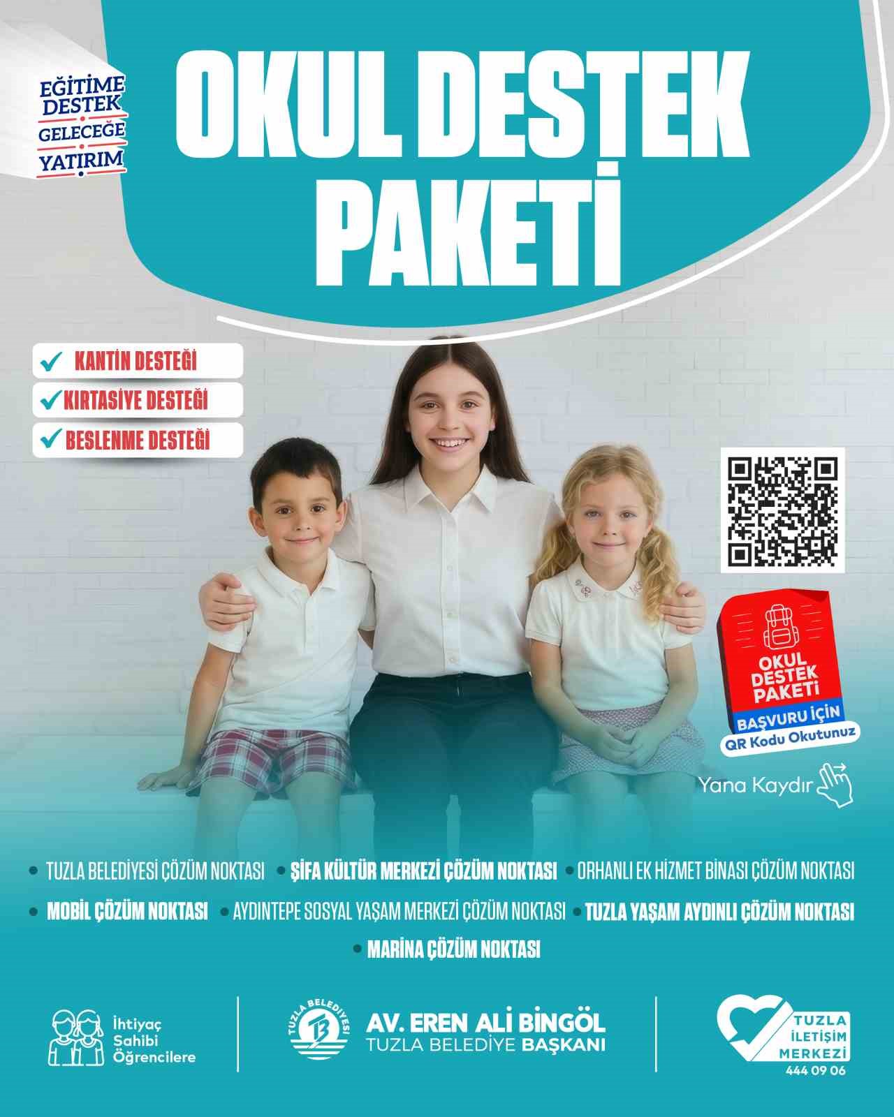 Tuzla’da okul destek paketi başvuruları başladı