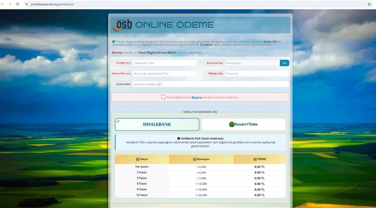 Kayseri OSB sanayicisine, sanal POS üzerinden taksit imkanı
