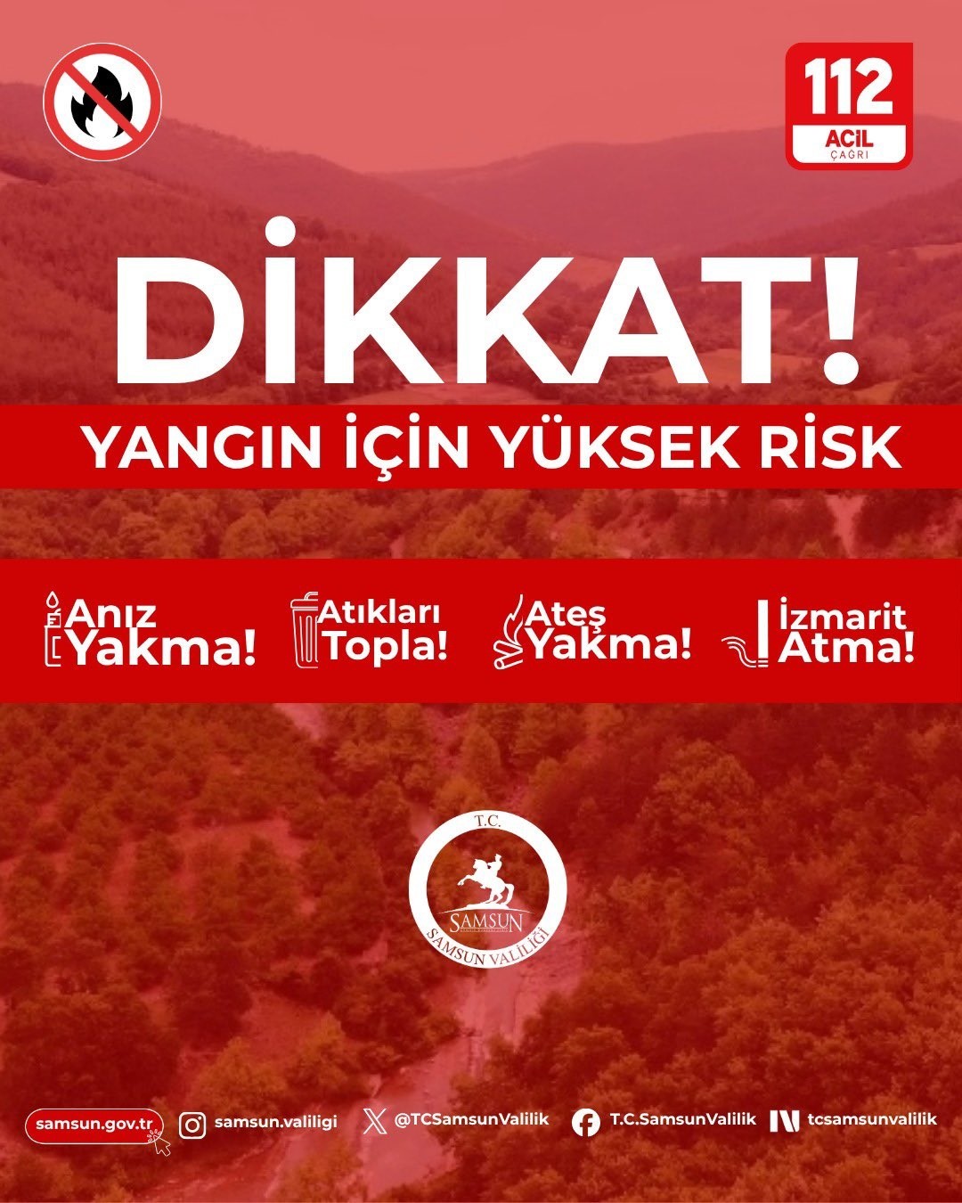 Samsun Valiliği: "Yeşil Vatan&rsquo;ımızı hep birlikte koruyalım"