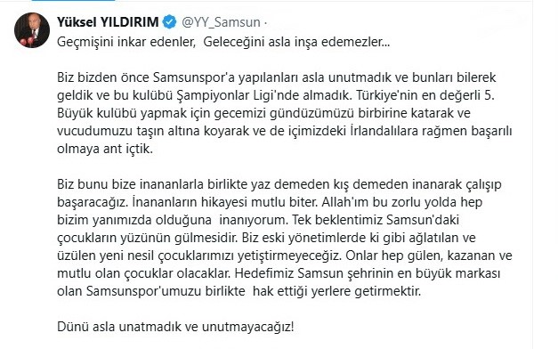 Yüksel Yıldırım: "Dünü asla unutmadık ve unutmayacağız"