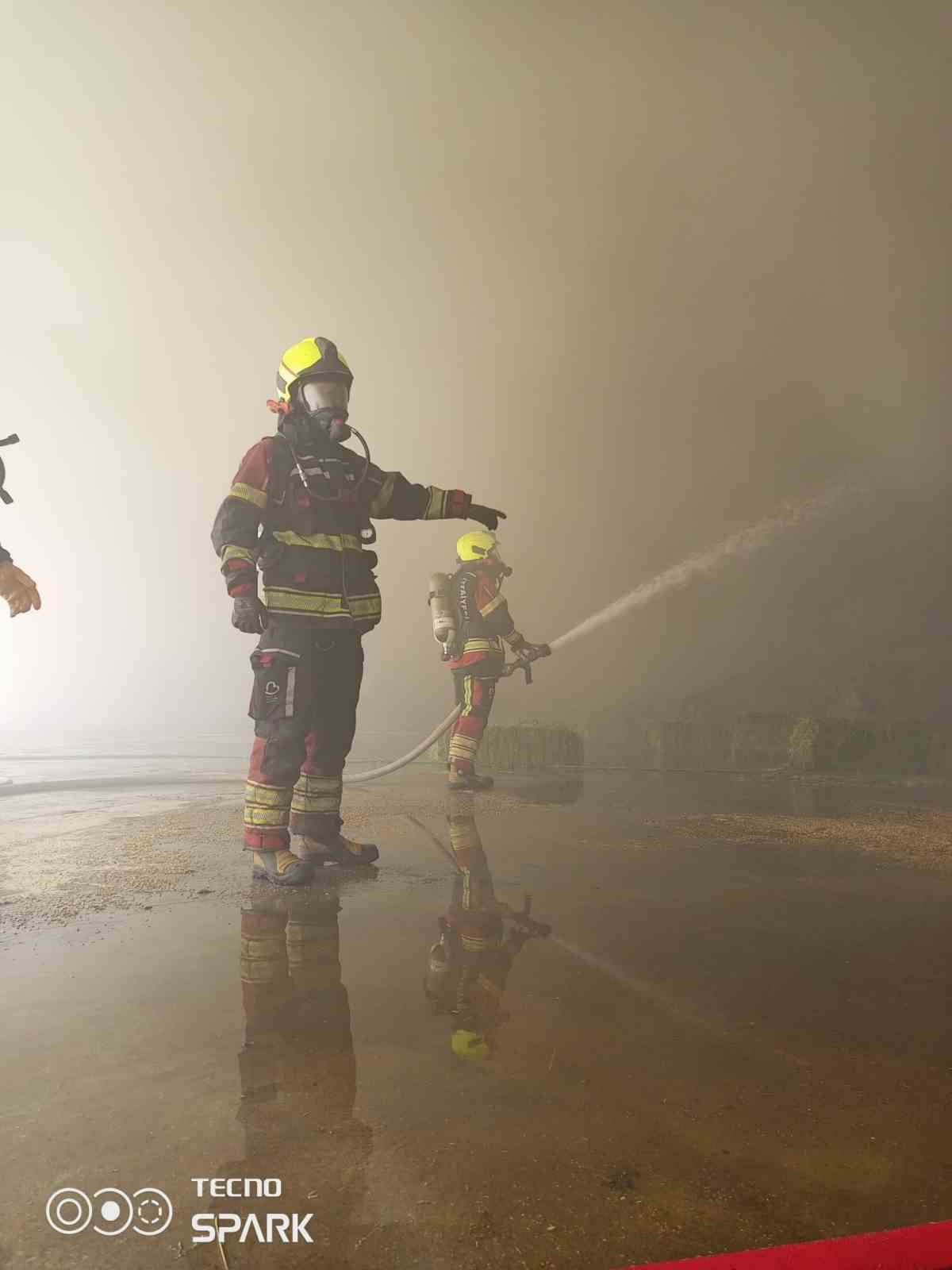 Edremit’teki yangında 2 bin saman ve yonca balyası zarar gördü