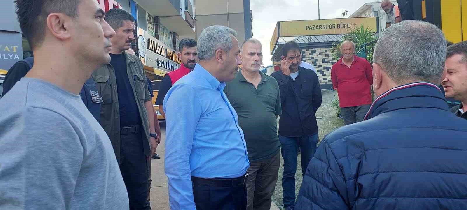 Rize&rsquo;de sağanak yağışın vurduğu Pazar&rsquo;da hasar tespit &ccedil;alışmaları s&uuml;r&uuml;yor