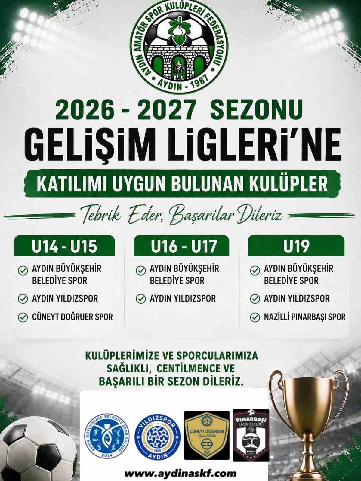 Aydın kulüpleri Gelişim Ligleri’nde mücadele edecek