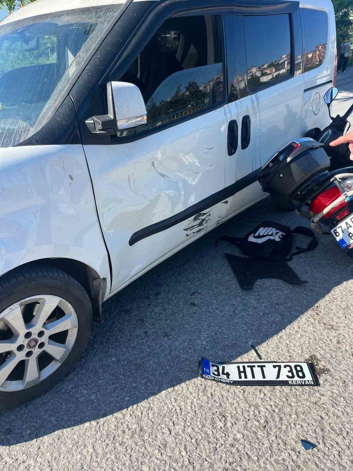 Alaplı’da zincirleme kaza; Motosikletteki 2 kişi yaralandı