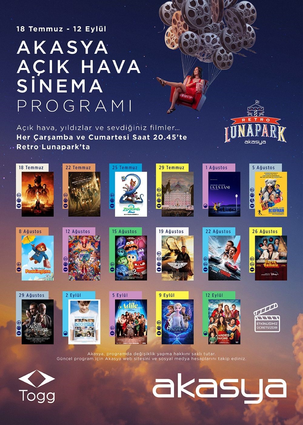 Akasya’dan yıldızların altında sinema keyfi