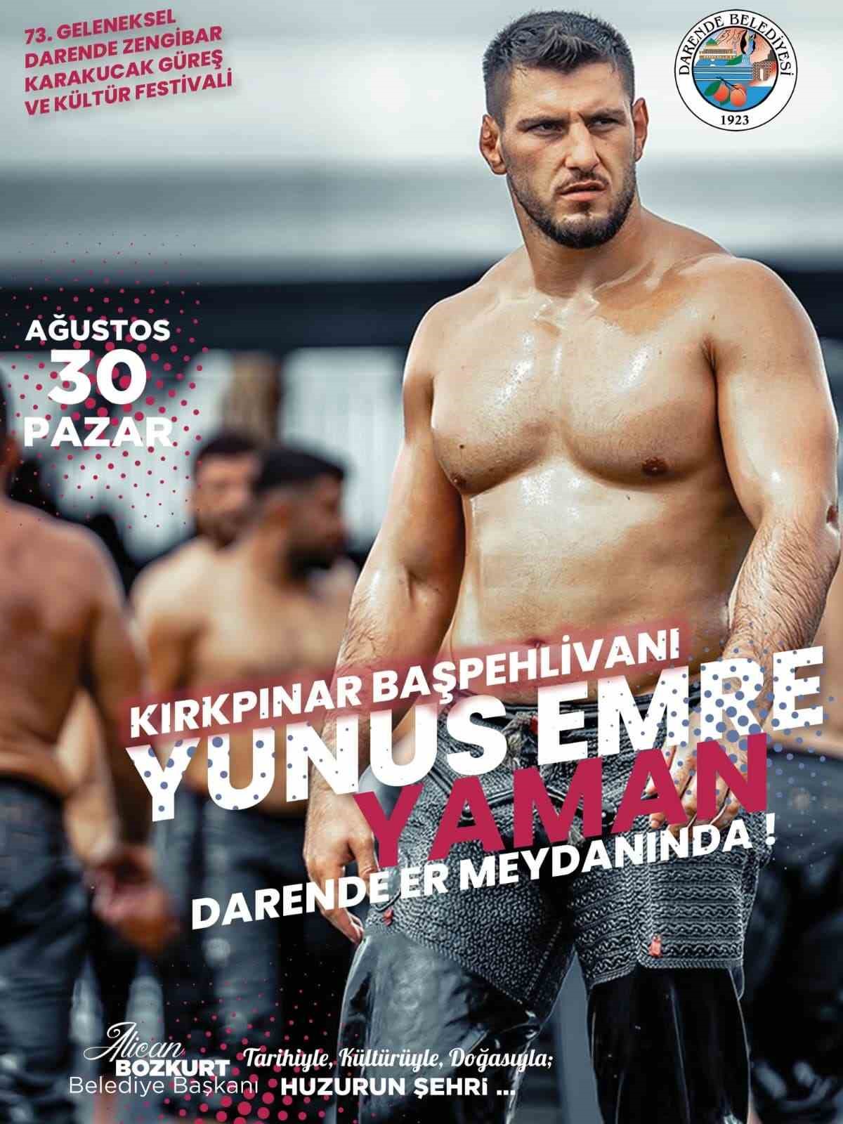 Kırkpınar Başpehlivanı Yunus Emre Yaman, Darende&rsquo;de g&uuml;reşecek