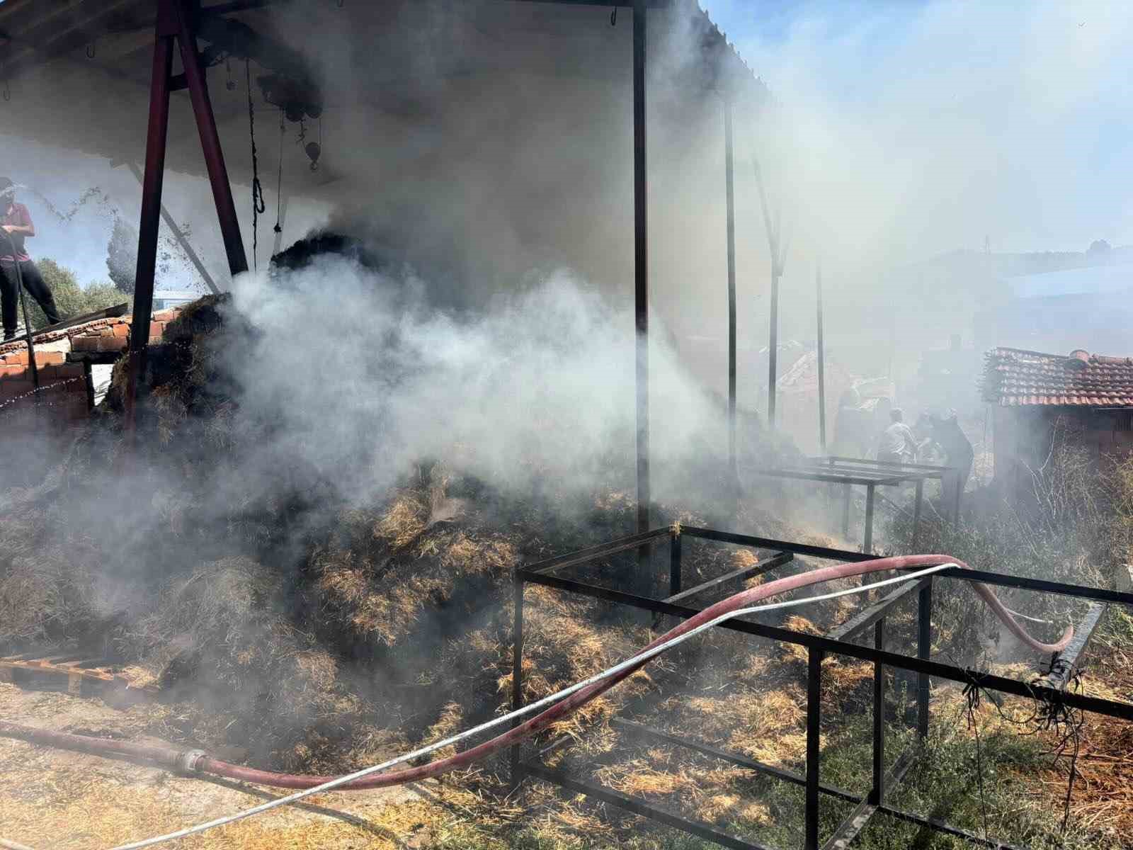 Bilecik&rsquo;te iki k&ouml;yde &ccedil;ıkan yangında &ccedil;ok miktarda saman balyası yandı