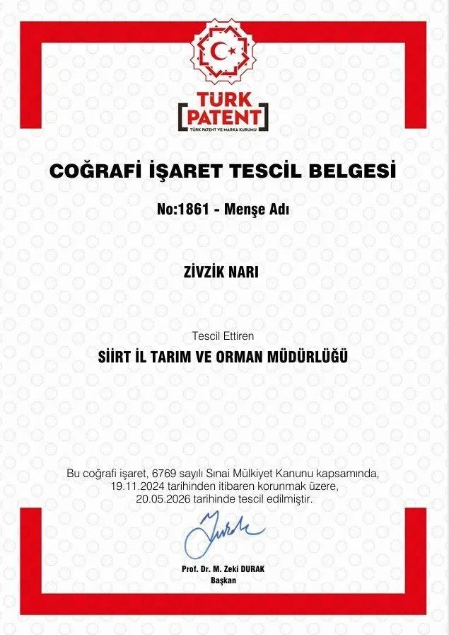 Siirt&rsquo;in marka değeri "Zivzik narı" tescillendi