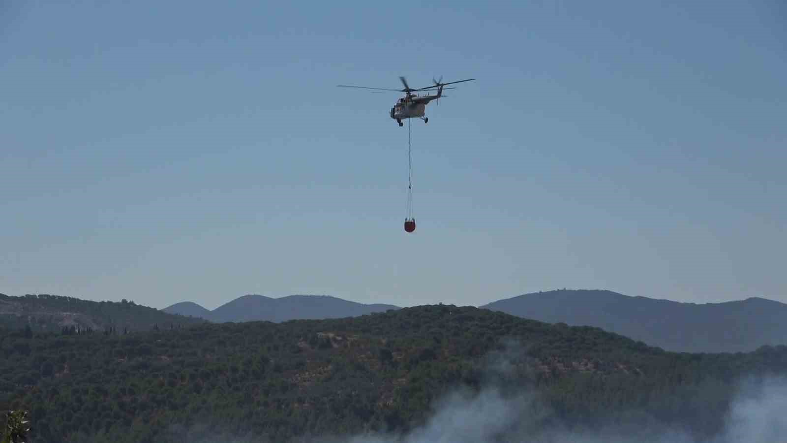 Gömeç ve Ayvalık’ta alevlere havadan müdahale sürüyor