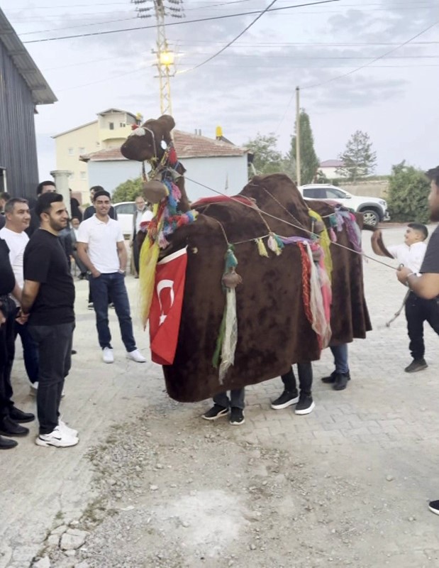 Unutulmaya yüz tutan Türkmen geleneği, düğünde eğlenceli anlar yaşattı