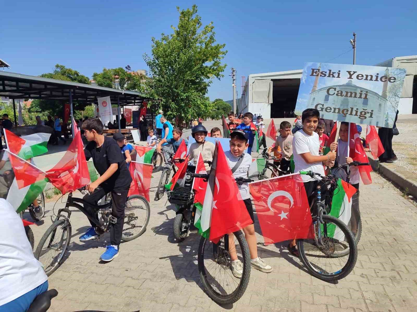 Yenice’de ’Genç Pedallar Özgür Gazze İçin’ bisiklet turu düzenlendi