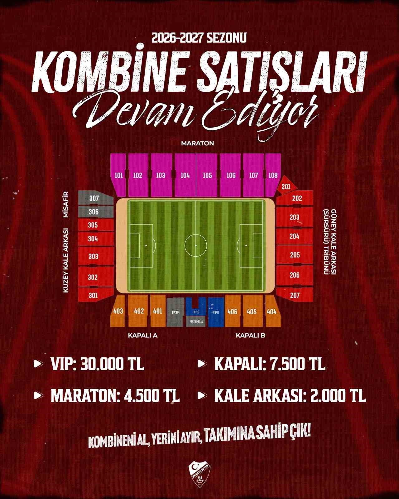 Elazığspor’dan taraftarlara kombine çağrısı