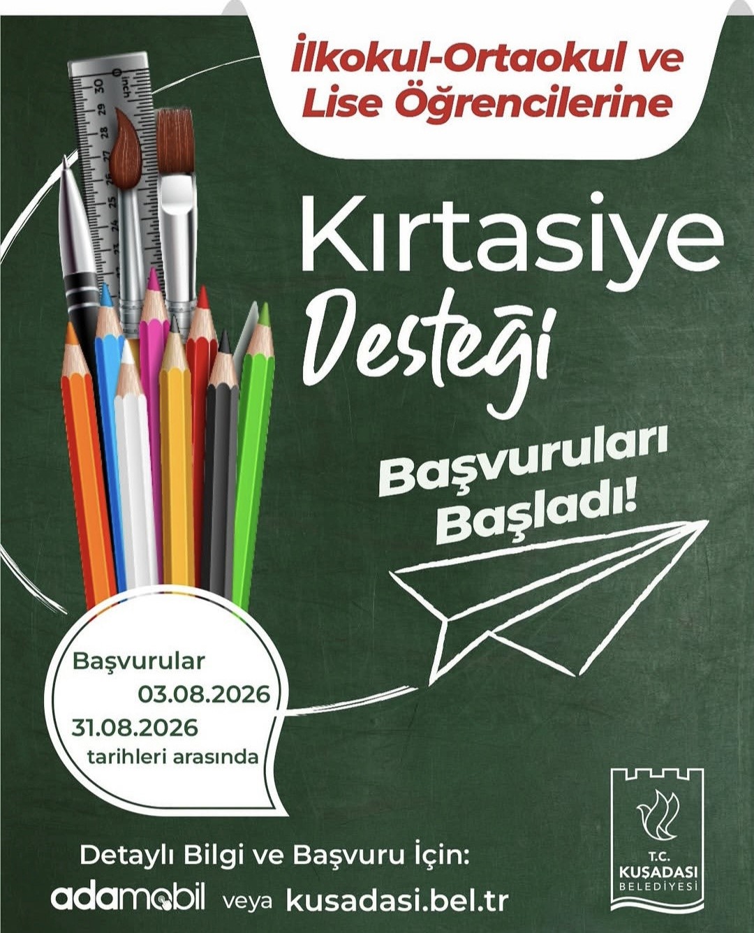 Kuşadası Belediyesi’nden öğrencilere yeni eğitim yılı desteği