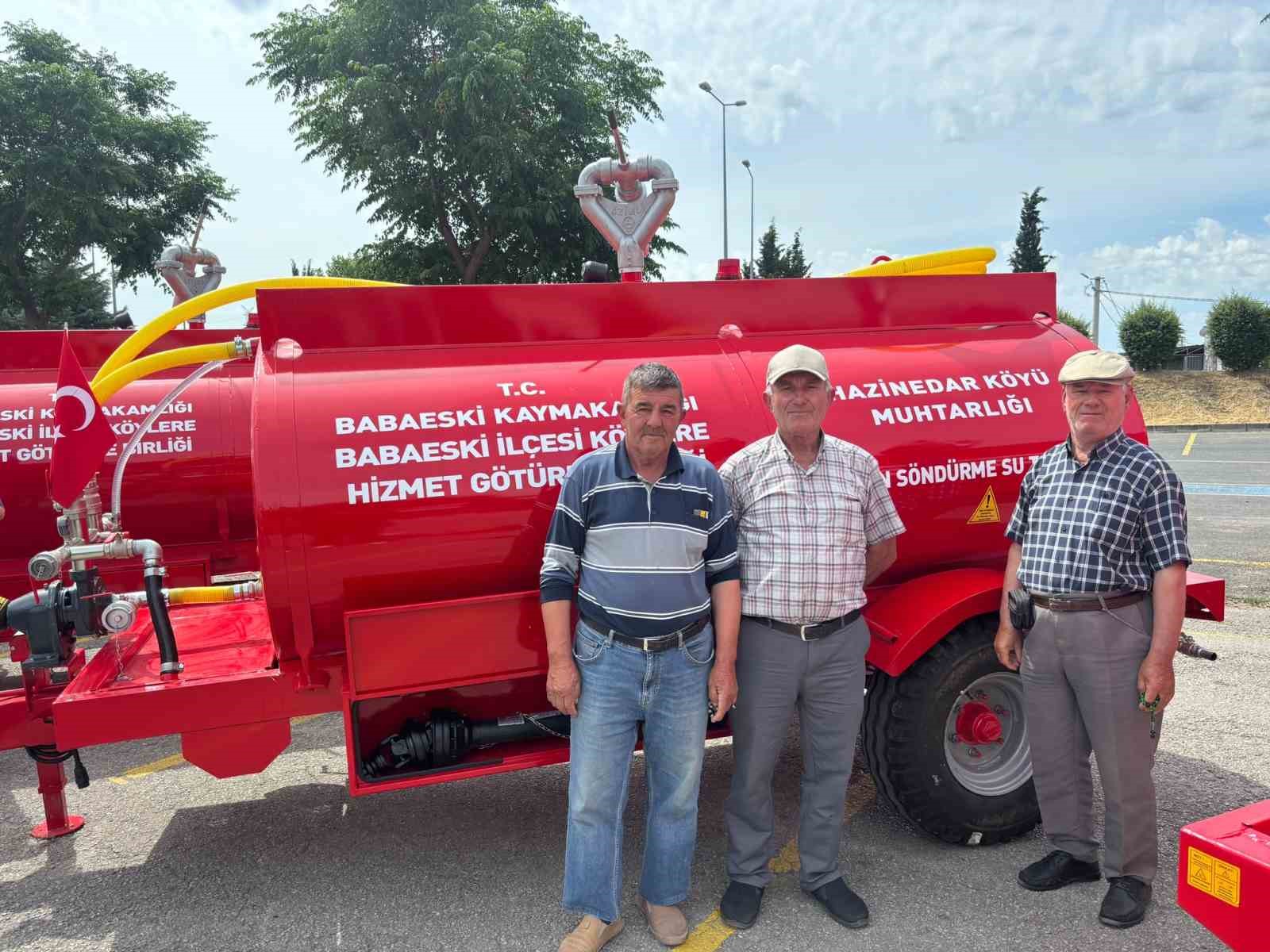 Babaeski&rsquo;de k&ouml;ylere 16 adet yangın s&ouml;nd&uuml;rme tankeri dağıtıldı