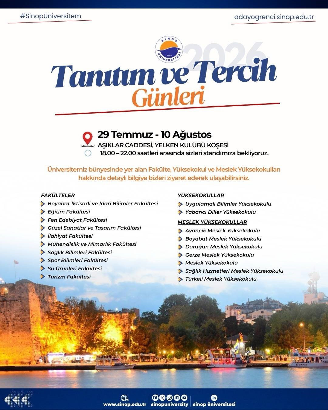 Sinop Üniversitesi’nde tanıtım ve tercih günleri başladı