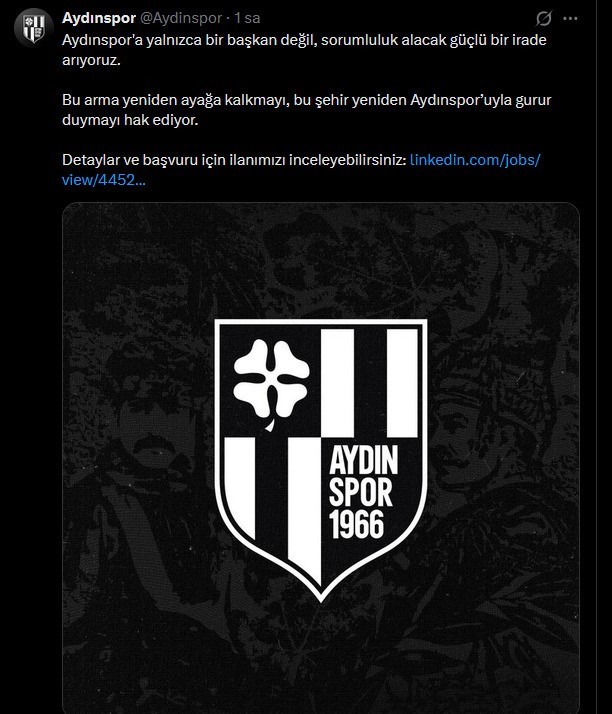 Bir zamanlar S&uuml;per Lig&rsquo;deydi şimdi iş ilanıyla kul&uuml;p başkanı arıyor
