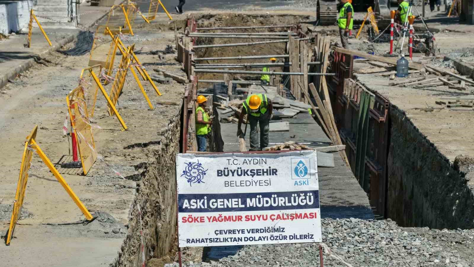 S&ouml;ke&rsquo;de 77 milyon TL&rsquo;lik yağmur suyu hattı projesi s&uuml;r&uuml;yor