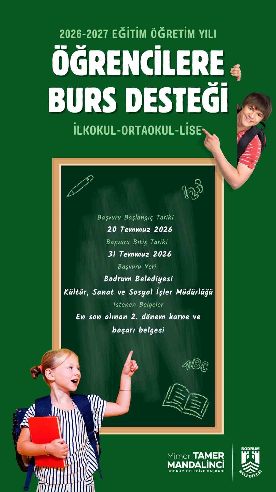 Bodrum Belediyesinden &ouml;ğrencilere burs desteği