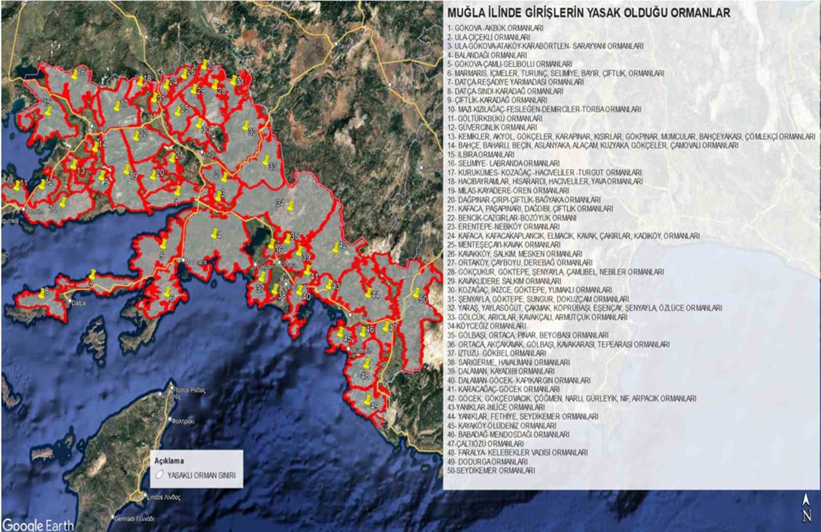 Muğla&rsquo;da 31 Ekim&rsquo;e kadar 50 ormanlık alan giriş yasaklandı