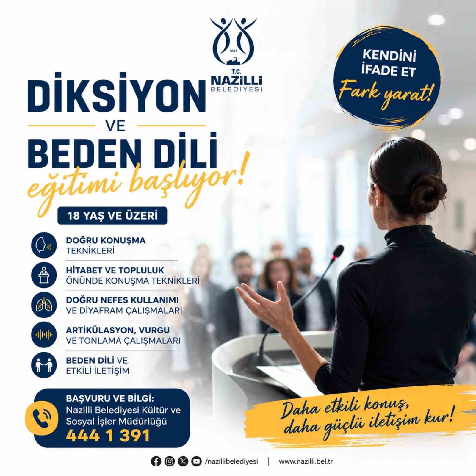 Nazilli Belediyesi’nden kişisel gelişim ve sanata iki yeni kurs