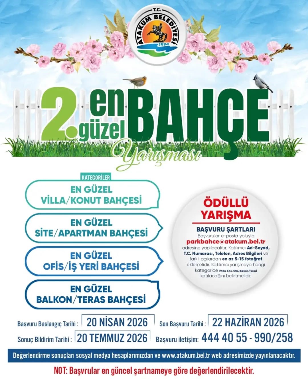 Atakum’da En Güzel Bahçe Yarışması için süre uzatıldı
