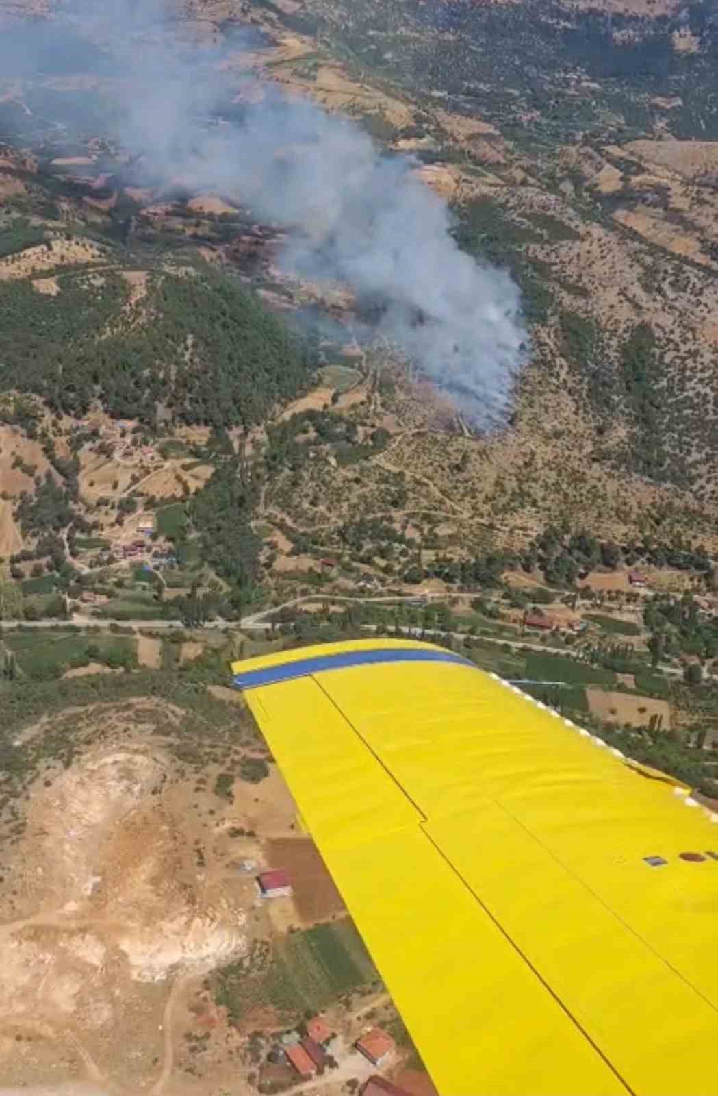 Kiraz’daki orman yangına havadan ve karadan müdahale