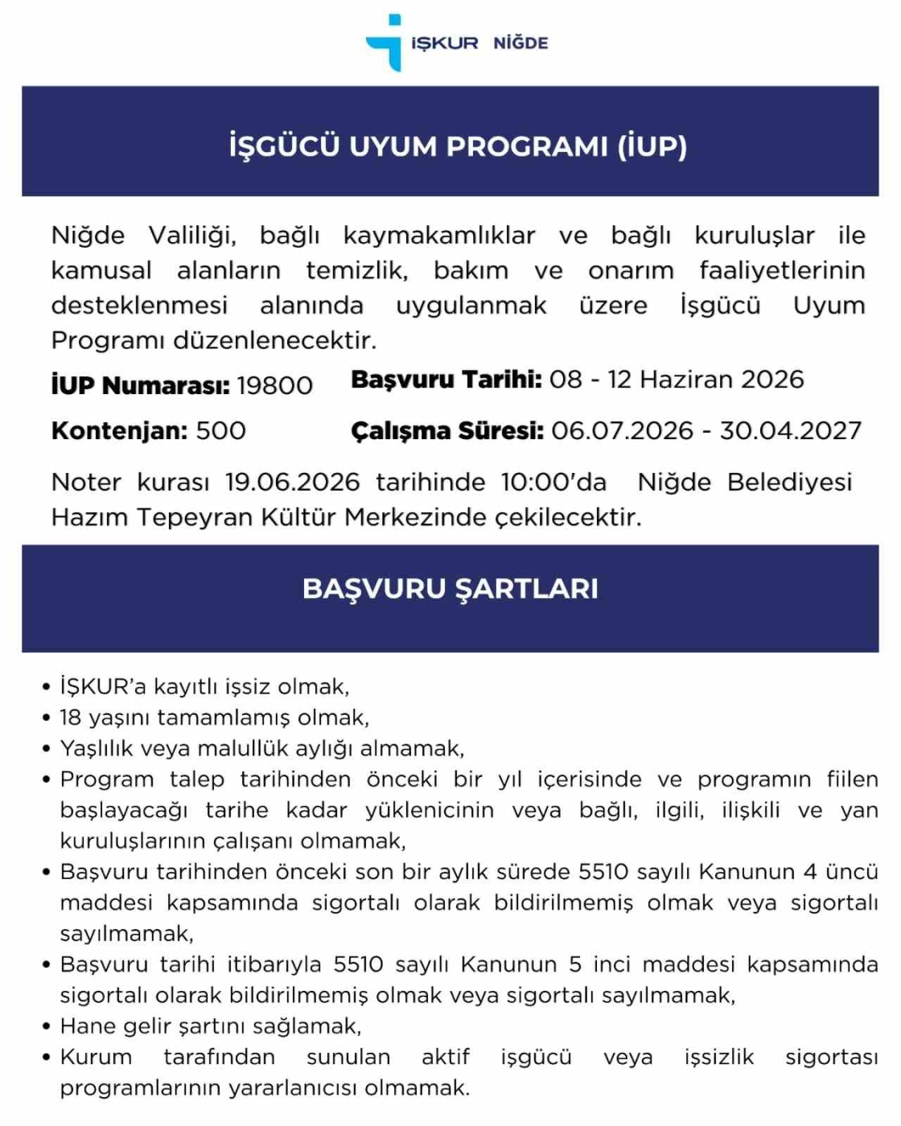Niğde’de 500 kişilik istihdam fırsatı