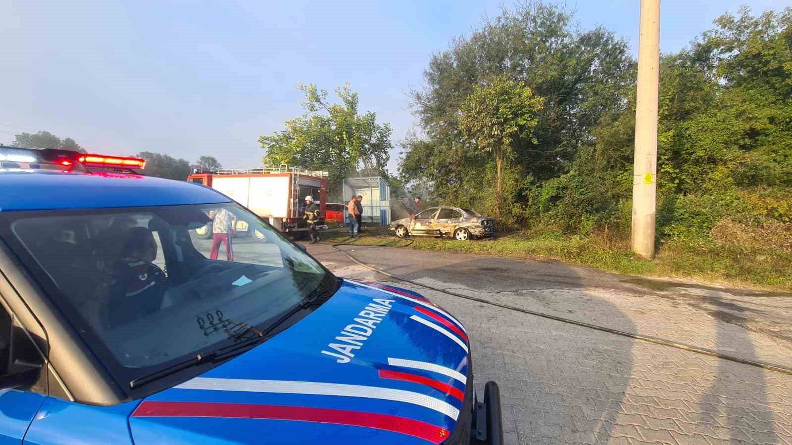 Zonguldak’ta park halindeki araç alevlere teslim oldu