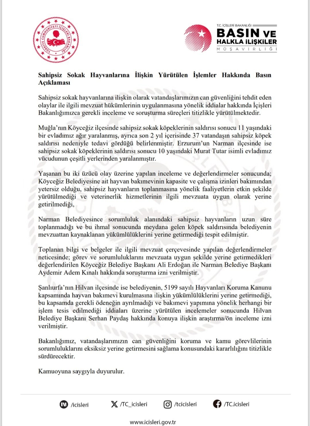 K&ouml;yceğiz Belediye Başkanı Ali Erdoğan hakkında soruşturma izni
