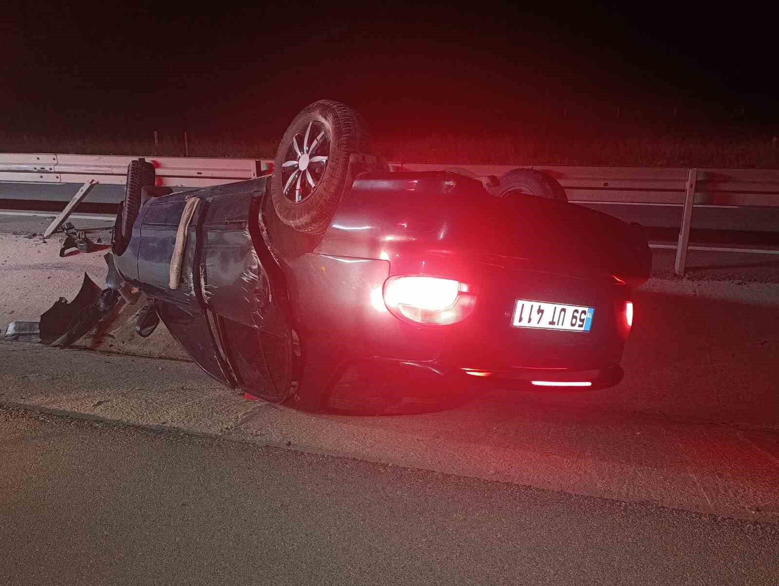 Tekirdağ&rsquo;da otomobil takla attı: 1 yaralı